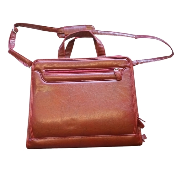 Foray Maroon Faux Leather Briefcase Planner Binder Bag Multi-Pocket Organizer . - Picture 2 of 16